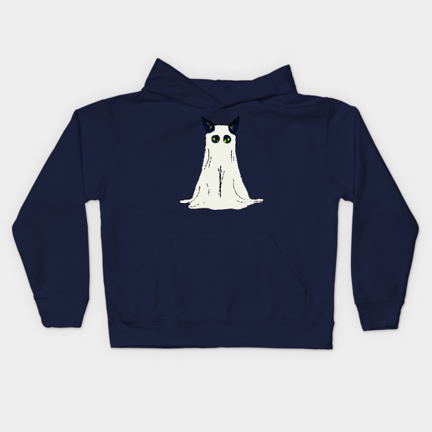 Spooky Kitty Cat - Cat Ghost Costume Kids Hoodie by mareescatharsis